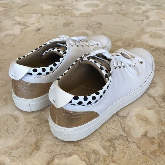 Maimai Made in Italy White Leather Sneakers Polka Dots Gold - Picture 10 of 16